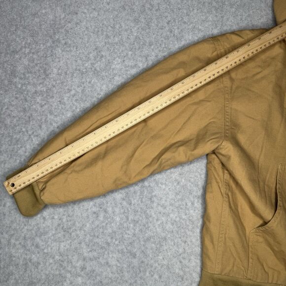 Old Navy Cargo Jacket Boys 12 Beige Cotton Quilted Canvas Hooded Bomber Farm - Picture 6 of 9